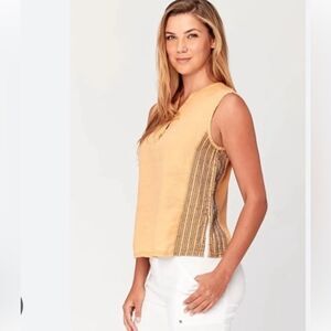 XCVI Nessa Embroidered Linen Tank Top Size Large